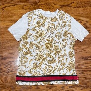 Guess White and Gold Baroque Tee